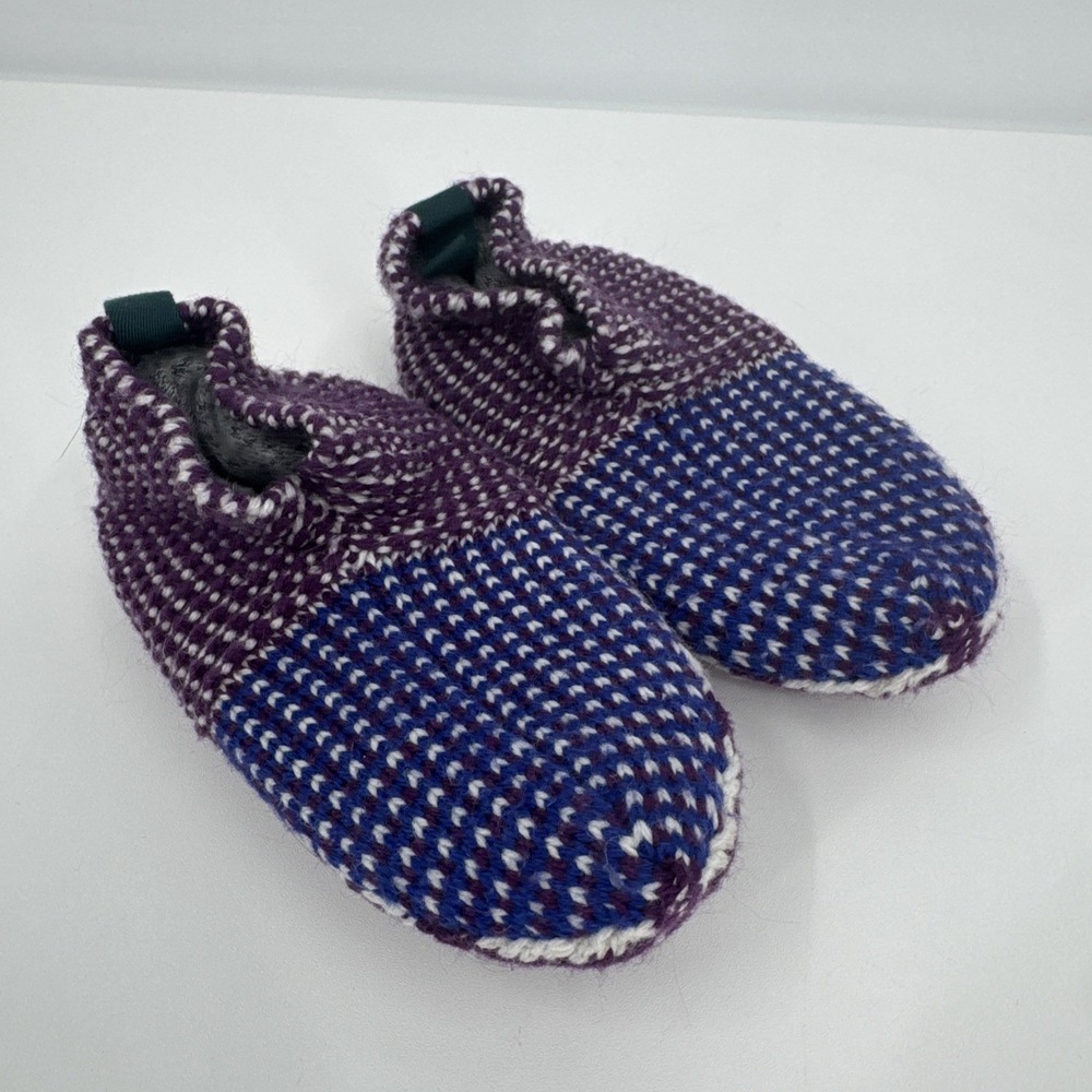 Bombas Gripper Slipper Socks Lined Kids Toddler Size 8-10 Knit Purple‎
